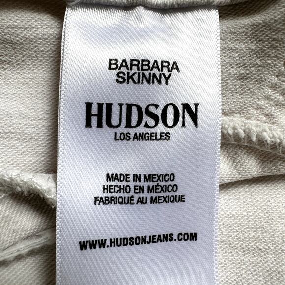 Hudson Barbara Skinny Jeans Lace Up Mid Rise Denim Distressed Cotton White 30 - Picture 4 of 6